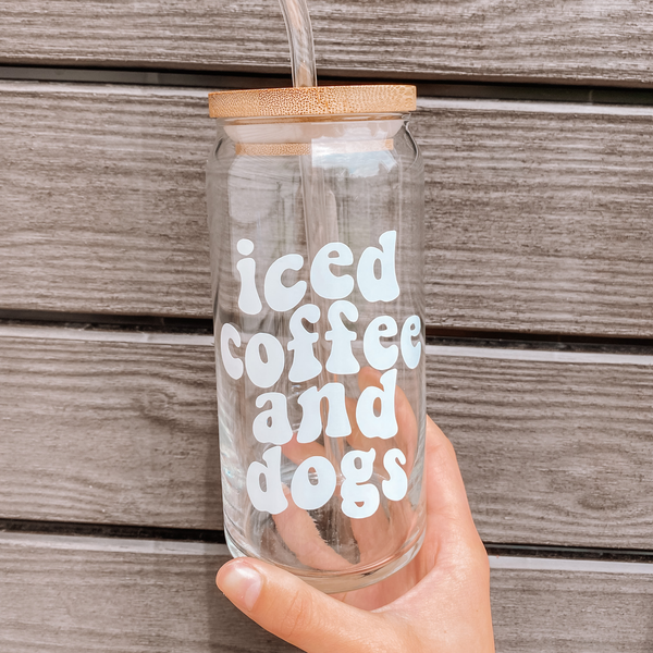 20oz Iced Coffee & Dogs Glass Cup