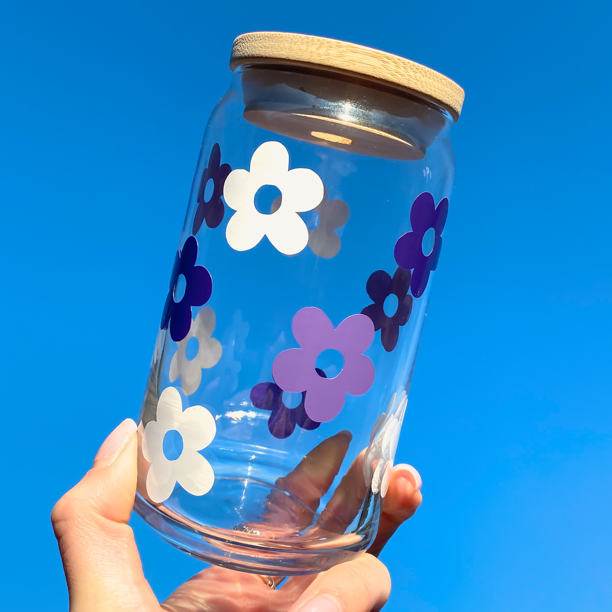 20oz Retro Flowers Glass Cup – Penny & Co