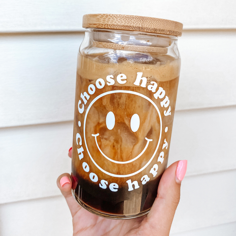 Choose Happy Glass Cup