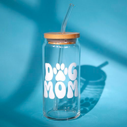20oz Dog Mom Glass Cup