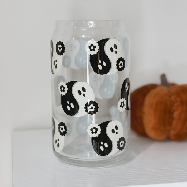 Yin Yang Ghosts Glass Cup