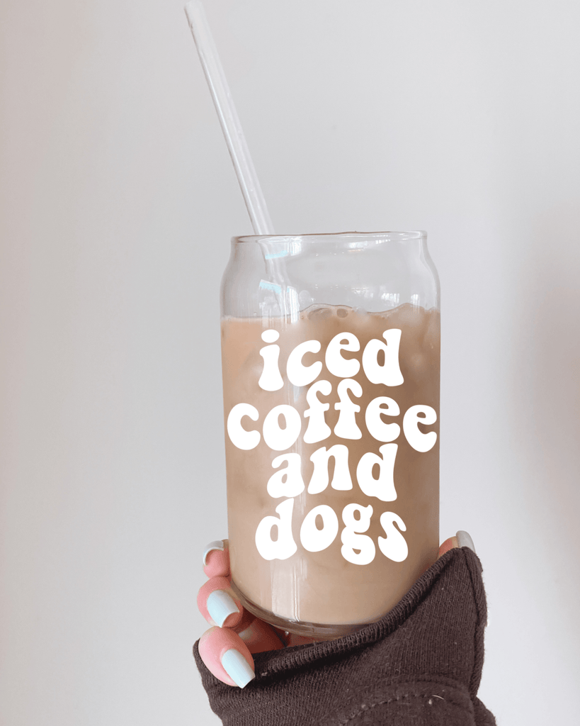 Iced coffee in jar, mug glass cup on