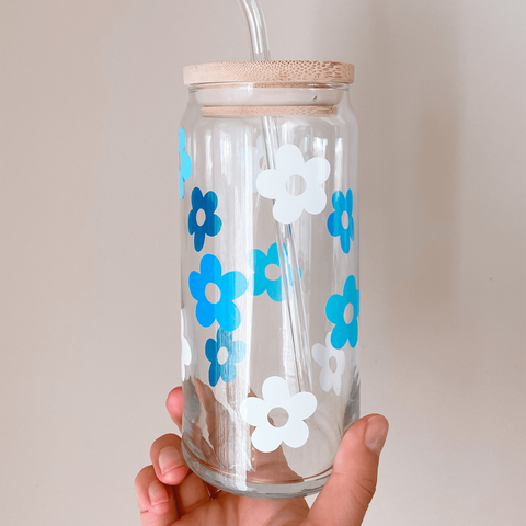20oz Flowers Glass Cup